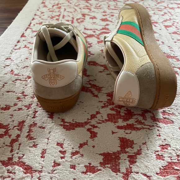 Gucci- web leather & suede Sneakers - Picture 4 of 6